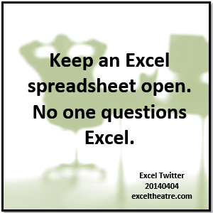 Keep an Excel spreadsheet open. No one questions Excel.  exceltheatre.com/blog/