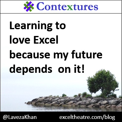 Learning to love Excel because my future depends on it http://exceltheatre.com/blog/