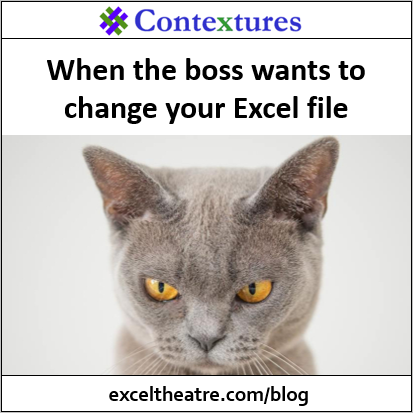 When the boss wants to change your Excel file https://exceltheatre.com/blog/