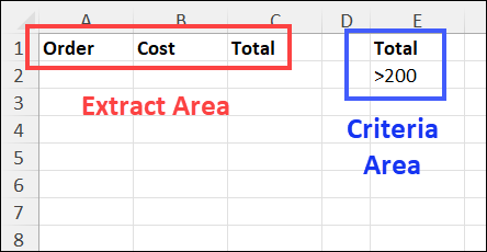 Advanced Filter extract area and criteria area
